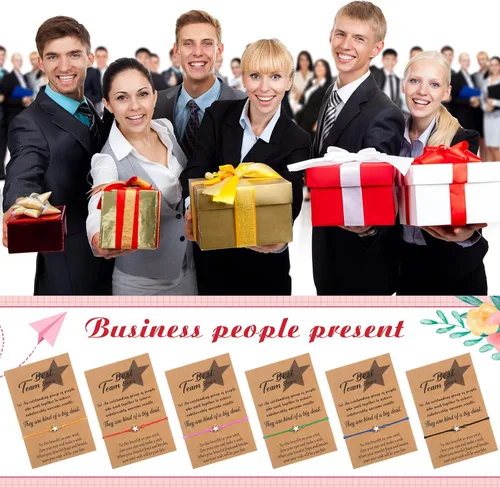 Miniatura 5 de Huquary Juego de 12 pulseras de la amistad en forma de estrella con tarjeta de deseos, regalos inspiradores de agradecimiento para empleados