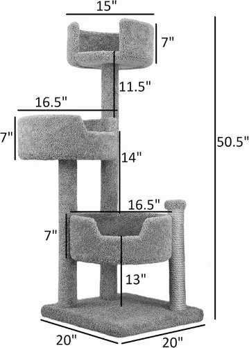 Miniatura 4 de New Cat Condos Árbol para gatos de madera real y alfombrado