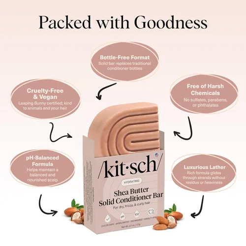 Miniatura 4 de Kitsch Barra de acondicionador de manteca de karité – Acondicionador hidratante para restaurar la humedad del cabello, domar el encrespamiento