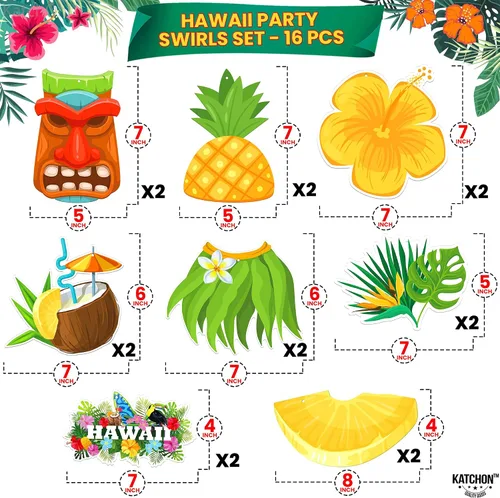 Miniatura 3 de KatchOn, Remolinos colgantes hawaianos de Luau, paquete de 46, sin bricolaje, decoraciones de fiesta Luau, decoraciones de fiesta temática hawaiana