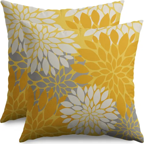 Miniatura 92 de Fundas de Almohada Azul Aguamarina 16X16 Pulgadas Juego de 2, Flores de Dalia Primavera Verano Floral Crema Fundas de Almohada Decorativas