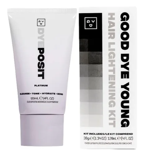 GDY DYEposit - Kit de acondicionador de color (platino) y aclarador de cabello con polvo sin polvo y revelador de 25 volúmenes, kit de