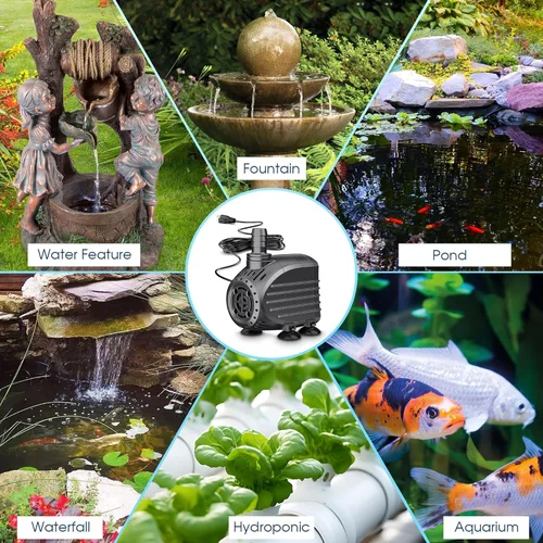 Miniatura 7 de NFESOLAR Bomba de Agua Sumergible 120GPH, Bomba Sumergible Ultra Silenciosa con Protección contra Quemado en Seco, Elevación Alta de 3 pies