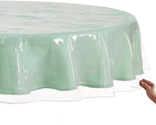 Miniatura 8 de Mantel de plástico – Protector de mantel de plástico transparente, 54 x 54 pulgadas, mantel de PVC de vinilo grueso de alta calidad con borde, 100%