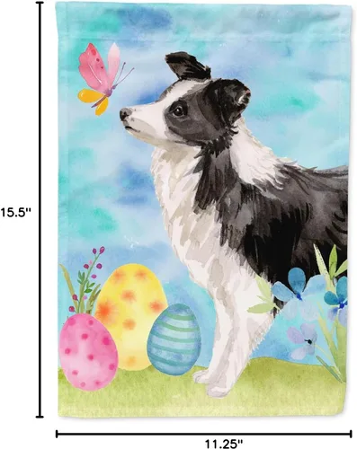 Miniatura 7 de Caroline's Treasures BB9618GF Bandera de jardín de Pascua Border Collie, bandera decorativa para patio exterior, obras de arte de patio, macizos