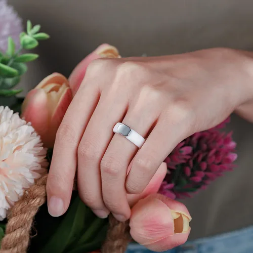 Miniatura 54 de Egnaro - Anillo de boda de silicona para mujer, diseño ergonómico y transpirable, ancho de 0.15 pulgadas, bandas de silicona flexibles con placa