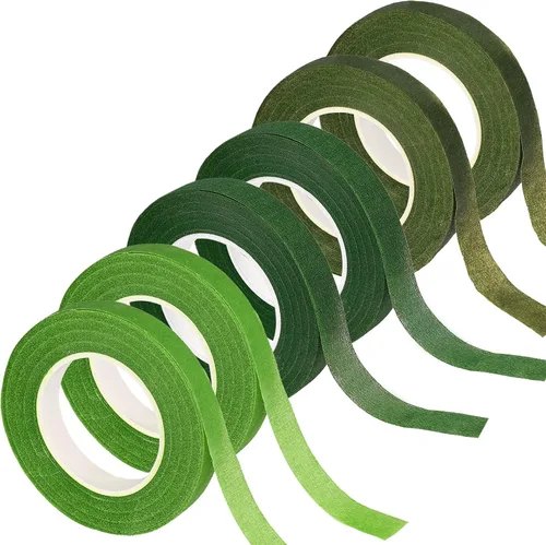 6 rollos de cinta floral, 1/2 pulgada por 180 yardas, cinta floral verde para ramo de tallo de flores, arreglos de flores, proyectos de