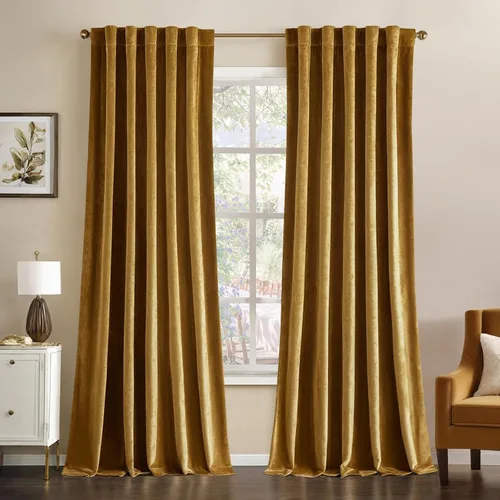 Miniatura 14 de MIULEE Cortinas de terciopelo de 84 pulgadas de largo, juego de 2 paneles para dormitorio, con pestaña trasera plisada, de lujo, aislamiento