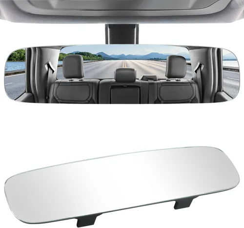 Miniatura 11 de LivTee Espejo retrovisor antirreflejo, universal de 11,3 pulgadas (287 mm), espejo retrovisor panorámico gran angular convexo, clip en el original