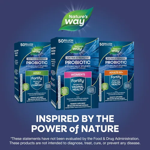 Miniatura 9 de Nature's Way Cultivos probióticos 50B Fortify Extra Strength(1) para mujeres, apoya la salud digestiva, vaginal e inmunológica*, fibra prebiótica a