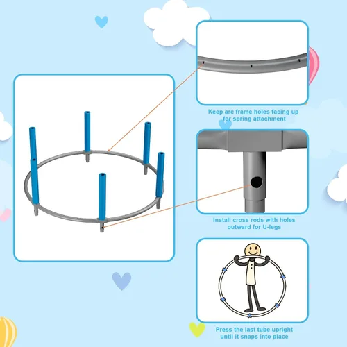 Miniatura 4 de HomeCare 55" Trampoline for Kids, 440lbs Capacity ASTM-Approved Mini Toddler Trampoline with Safety Enclosure Net,4 in 1 Adjustable Gymnastics Bar &
