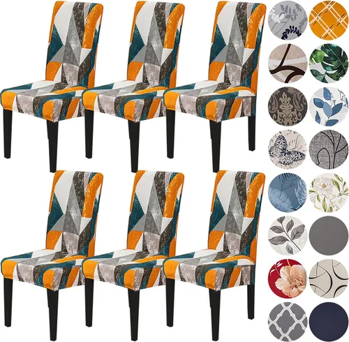 Miniatura 53 de HZDHCLH Juego de 4 fundas para sillas de comedor color burdeos, fundas elásticas de elastano para sillas Parsons, paquete de 4, fundas de asiento