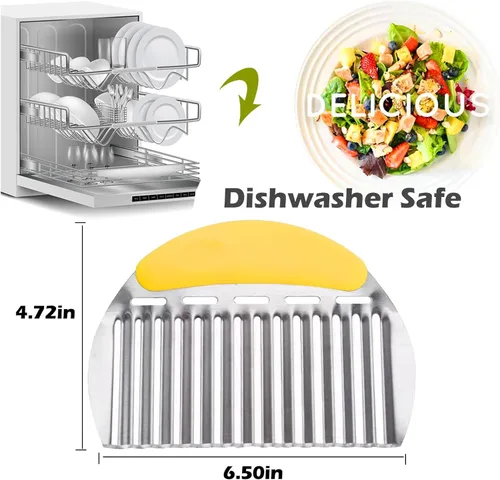 Miniatura 7 de JAYVAR Cortador de arrugas grande para papas, cortador de arrugas de verduras de acero inoxidable, versátil picador ondulado de verduras para bordes