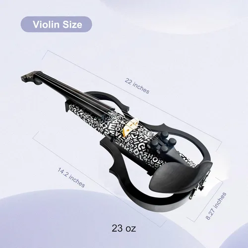 Miniatura 9 de Violín eléctrico de fibra de carbono premium tamaño completo 4/4, violín eléctrico silencioso profesional para adultos y adolescentes, violín