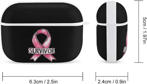 Miniatura 2 de Breast Cancer Survivor Hard Case Compatible with AirPods Pro 2nd / 1st Generation Cover with Keychain white