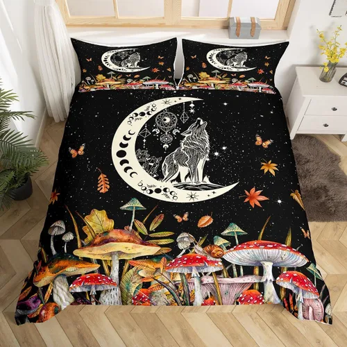 Miniatura 15 de Funda de edredón de hongos salvajes, acuarela, decoración de plantas naturales para exteriores, juegos de ropa de cama para niños, adolescentes