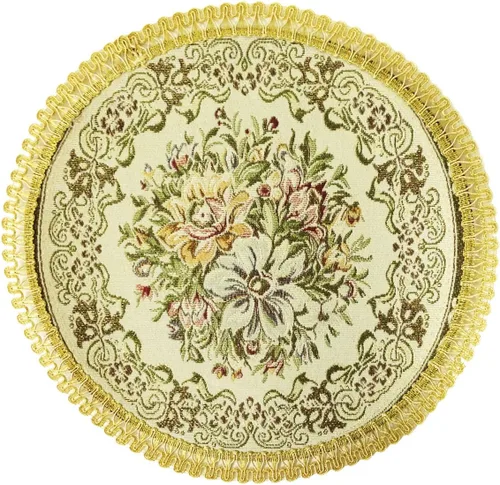 Wrapables® Mantel individual redondo vintage floral con bordado dorado (juego de 2), lujoso floral (13 pulgadas)