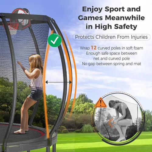 Miniatura 4 de Tatub - Grandes trampolines al aire libre de 10, 12, 14, 15 y 16 pies para niños y adultos, trampolines de calabaza recreativos al aire libre