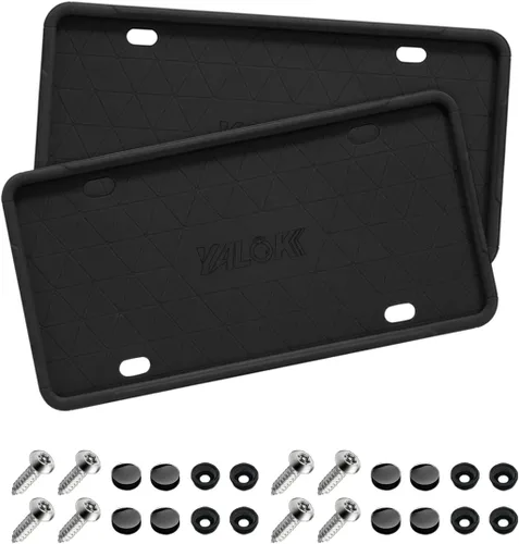 Miniatura 8 de YALOK Marco de matrícula de silicona con agujeros de drenaje, soporte universal para matrícula de coche de EE. UU. Accesorios para coche resistentes