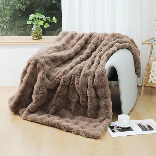 Miniatura 24 de UKELER - Manta Boho Sherpa 60" x 50" - Mantas de franela suaves y esponjosas para cama/sofá/oficina/camping A-bohemio