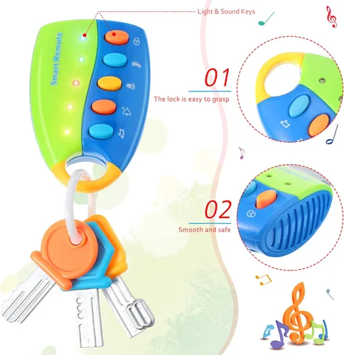 Miniatura 5 de Skylety Juguete musical inteligente remoto de la llave del coche con sonido y luces Juguetes musicales divertidos y educativos para el juego de Azul