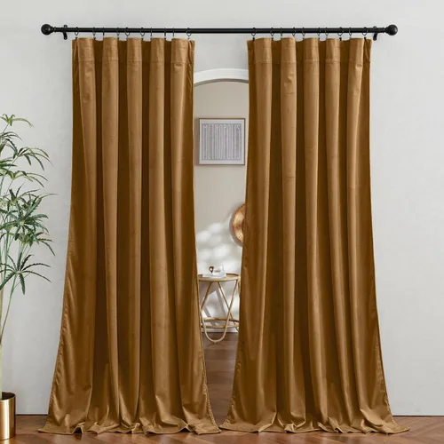 Miniatura 8 de RYB HOME Cortinas de terciopelo verde oliva de 72 pulgadas de largo, cortinas opacas con aislamiento térmico, tratamiento de ventana, decoración