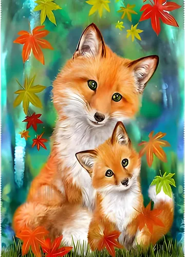 SENQAO Kits de pintura de diamantes de zorro para adultos, kits de arte de diamantes de bricolaje de animales, kit de arte de diamantes de zorro