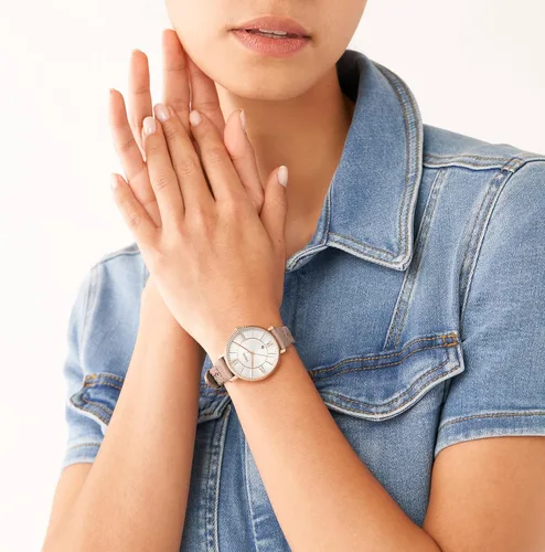 Miniatura 4 de Fossil Reloj Jacqueline de cuarzo de acero inoxidable y cuero para mujer Jacqueline ES5207 - Reloj de 3 manecillas