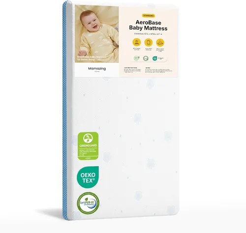 Miniatura 11 de MAMAZING Colchón mini para cuna de 38 pulgadas de largo x 24 pulgadas de ancho, colchón transpirable de 2 etapas, no tóxico, superficie de sueño