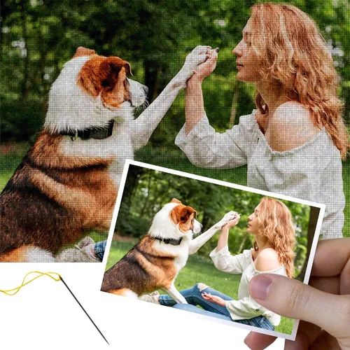 SHININGGIFTDESIGN Kits personalizados de punto de cruz, kit de bordado con foto personalizada, haz tu propia foto, pintura de bricolaje, bordado