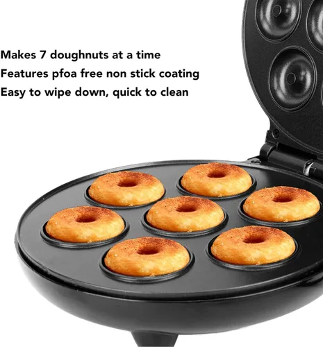 Miniatura 2 de Máquina para hacer donas, mini máquina de donas de 1000 W de doble cara con superficie antiadherente para desayunos, aperitivos, postres y más, hace