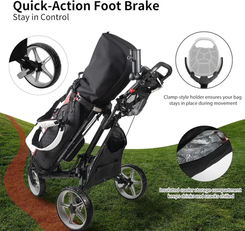 Miniatura 6 de Caddytek CaddyLite ONE-Swivel V8 - Carrito de golf plegable de 3 ruedas con un clic, ligero, con una rueda delantera giratoria de 360°, mango Lima