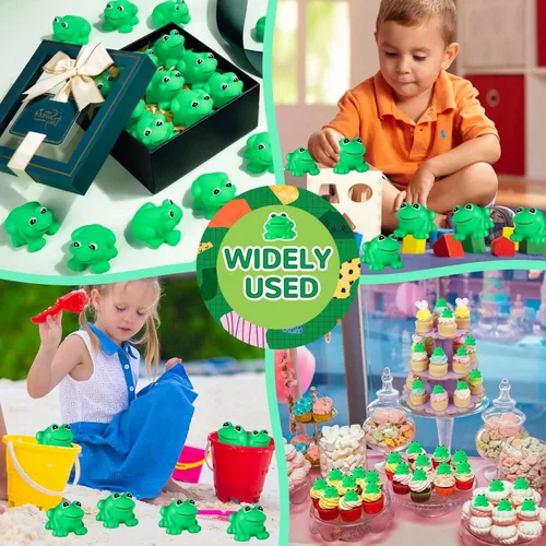 Miniatura 7 de 36 ranas de goma para niños, lindas ranas flotantes chirriantes de baño, mini ranas de plástico para decoración de pasteles, aula, premios