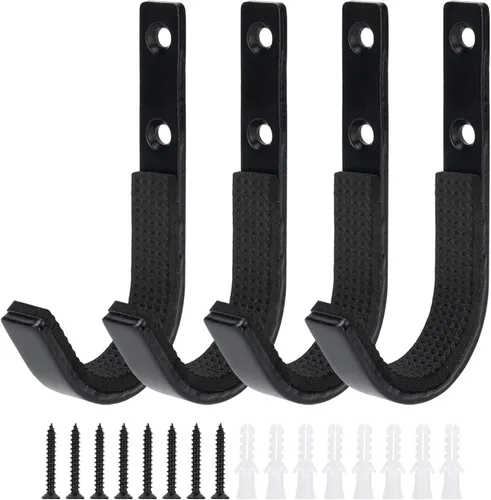 Miniatura 8 de Soporte de pared para rifles de metal horizontales para colgar y almacenar, soporte para pistola de acero resistente con acolchado suave, almacena