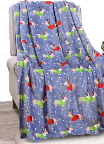 Miniatura 20 de Manta navideña de muñeco de nieve azul, 50 x 60 pulgadas, forro polar sherpa de microfelpa ultrasuave, decoración navideña y regalo para sofá, cama
