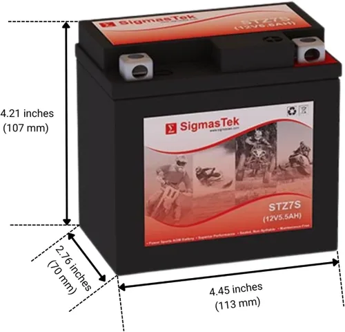 Miniatura 2 de SigmasTek STZ7S SLA AGM Batería de la motocicleta, 12V 5.5Ah 130CCA