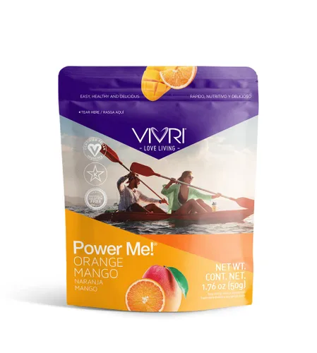 Miniatura 9 de VIVRI Power Me! Sabor a naranja y mango, 30 porciones, té verde, guaraná, yerba mate, complejo B y endulzado naturalmente