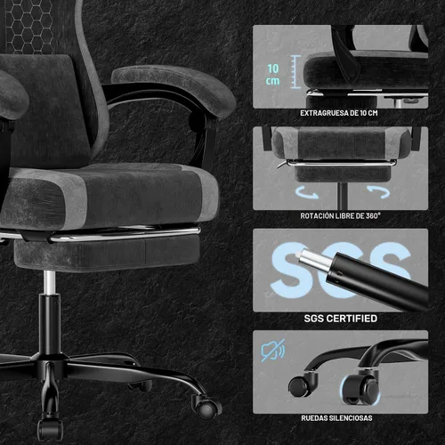 Miniatura 5 de SUKIDA Silla ergonómica de videojuegos de tela, sillas ergonómicas de respaldo alto para juegos de computadora con gran masaje ajustable, soporte