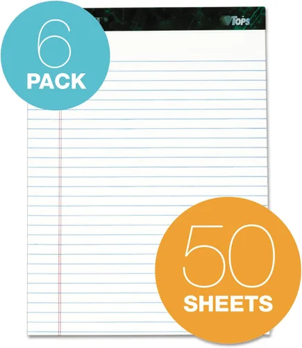 Miniatura 5 de TOPS Docket - Tableta de escritura, 8-1/2 x 11-3/4 pulgadas, perforada, blanca, regla legal/ancha, 50 hojas por bloc, 6 almohadillas por paquete