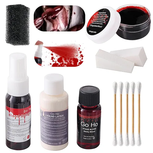 Miniatura 11 de Go Ho Maquillaje líquido SFX de látex (1 onza), maquillaje de monstruo zombi de Halloween, secado rápido, pintura facial blanca líquida multiusos