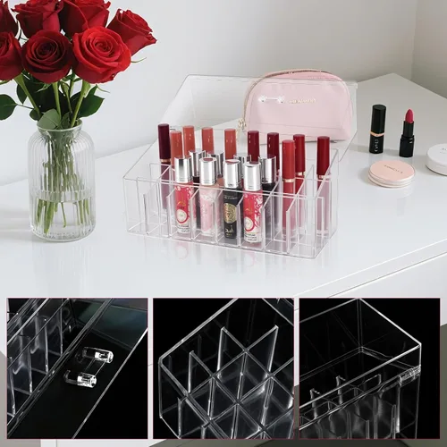 Miniatura 7 de Soporte acrílico para brillo de labios y organizador de perfumes Rollerball para soporte compacto de perfume de aceite esencial, cepillo