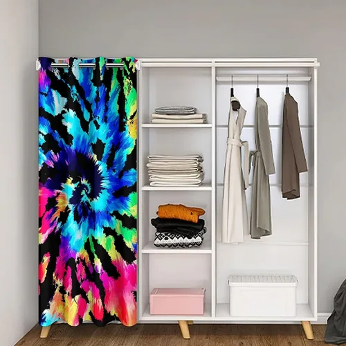 Miniatura 2 de Erosebridal Cortina de puerta de teñido anudado, cortina opaca bohemia, cortina exótica abstracta en espiral, elegante cortina hippie para puerta
