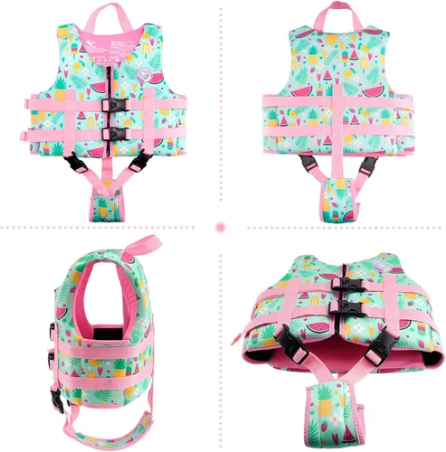 Miniatura 2 de Pottwal Chaleco de natación para niños - Chaqueta de natación - Hecho de neopreno y EPE - con correa ajustable en la entrepierna Frutas verdes