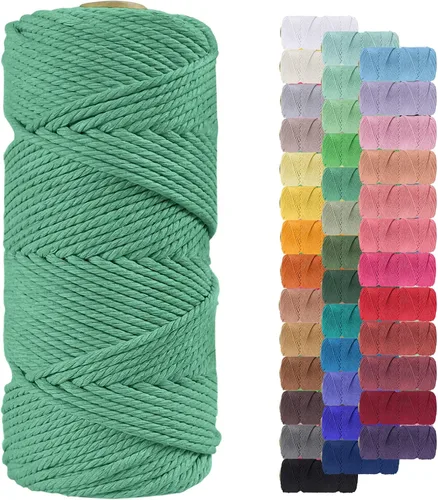 Miniatura 138 de Cuerda de macramé de 0.079 in para 219 yardas, cuerda de algodón natural para manualidades, hilo de cuerda de macramé de colores para colgar