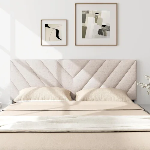 Miniatura 5 de KOMFOTT - Cabecera tapizada en tela de lino para cama tamaño Full/Queen, cabecera rectangular con patas de madera maciza y ancho ajustable, cabecera