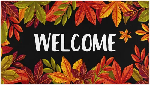 Miniatura 11 de Fall Door Mat Outdoor, Autumn Pumpkin Welcome Mat Fall Decorations Non-Slip Thanksgiving Doormat Low Profile for Home Indoor Outdoor Decor