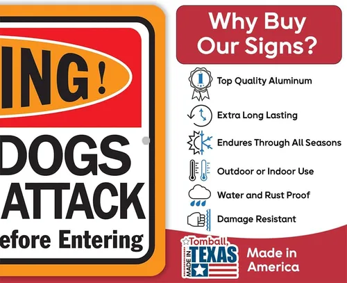 Miniatura 2 de Metal Signs - Warning Guard Dogs They Will Attack - Property Warning Guard Dog Bites Signs - Durable Metal Sign - Use Indoor/Outdoor - Notice Sign