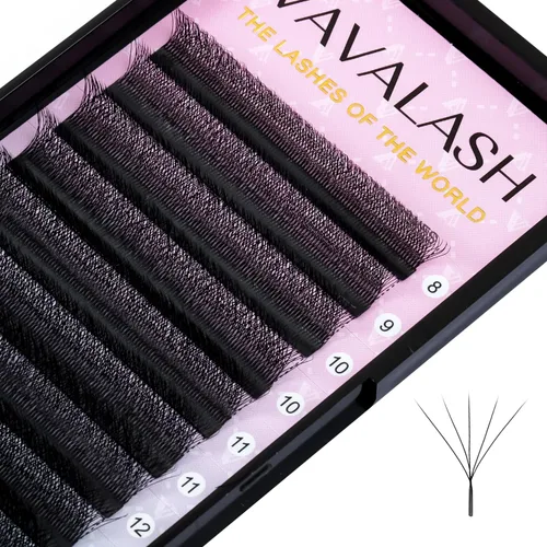 Miniatura 28 de VAVALASH Extensiones de pestañas en forma de W, con abanico prefabricado 3D, rizado D, extensiones de pestañas de volumen fáciles de abanico
