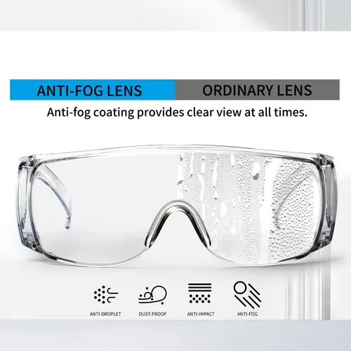 Miniatura 3 de JING LEI Gafas de seguridad antiniebla, laterales ventilados, protectores transparentes con marco de policarbonato para uso médico y diario