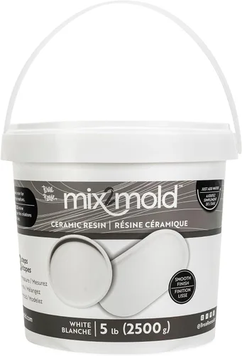 Brea Reese: Mix2Mold - Cubo de resina de cerámica en polvo blanco de 5.5 libras, no tóxico, acabado mate suave, sin calor ni horno, solo añade agua,
